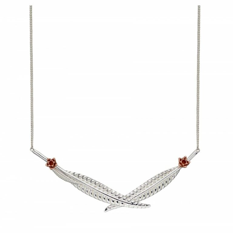joshua james serenity silver rose gold plated leaf collar necklace p12455 30898 image