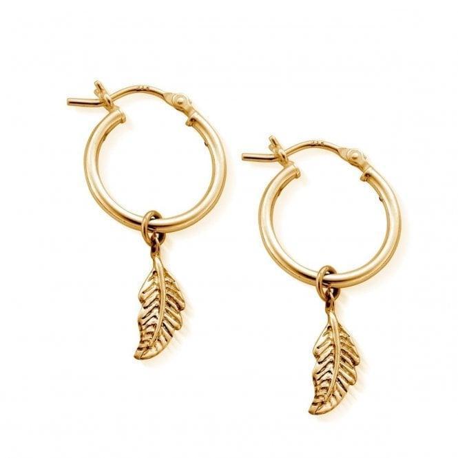 Boho jewellery ChloBo Gold Didi Feather Hoop Earrings