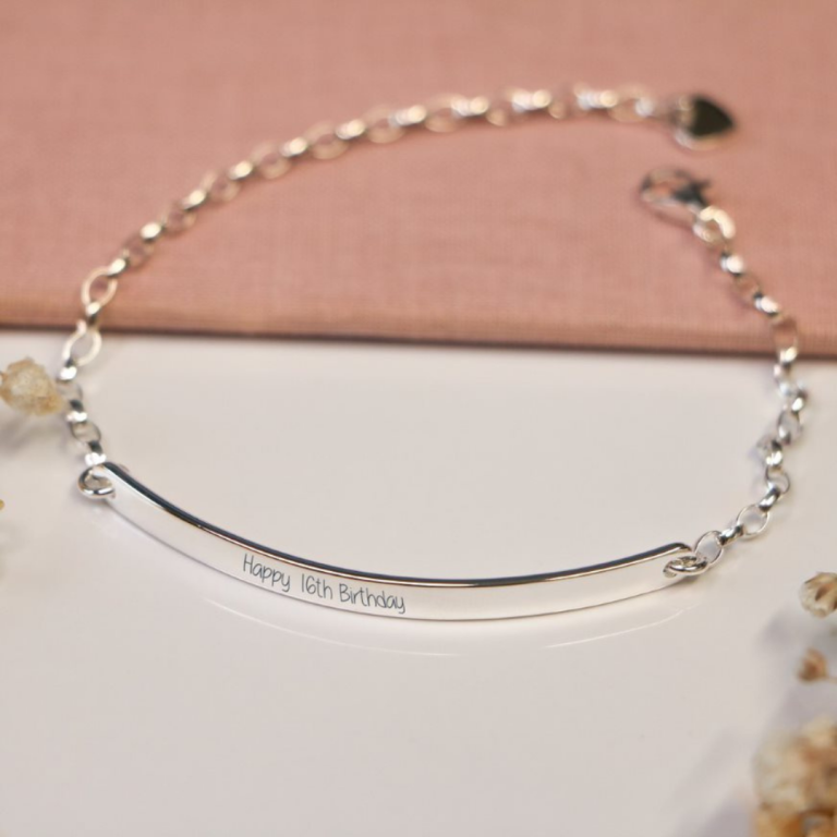 Personalised Birthday Gifts for Her 16th Birthday Engraved Bracelet