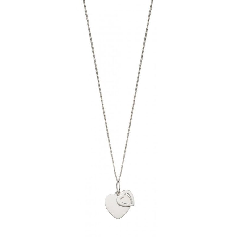 Personalised Birthday Gifts for Her Joshua James Silver Double Heart Pendant