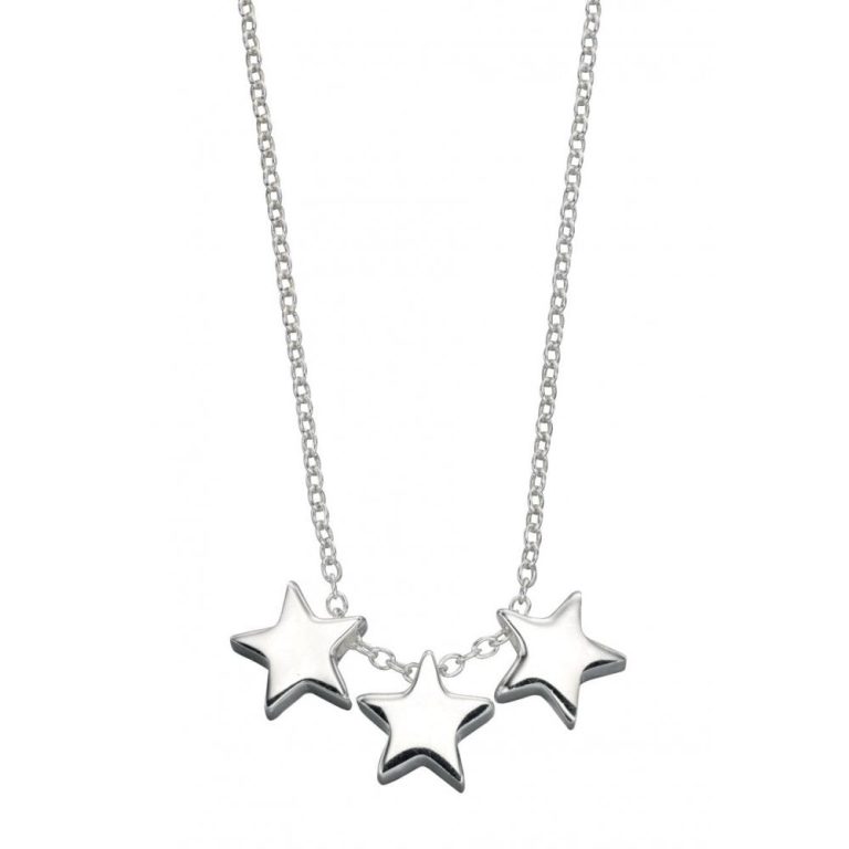 Personalised Birthday Gifts for Her Three Star Silver Necklace 