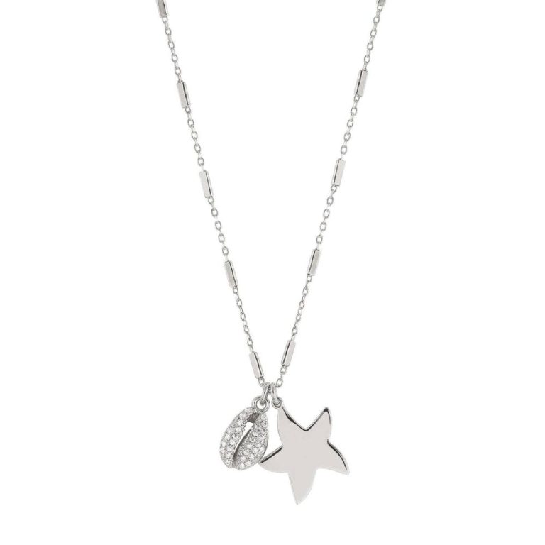Personalised Birthday Gifts for Her Silver Nomination Star & Shell with Cubic Zirconia Crystal Necklace