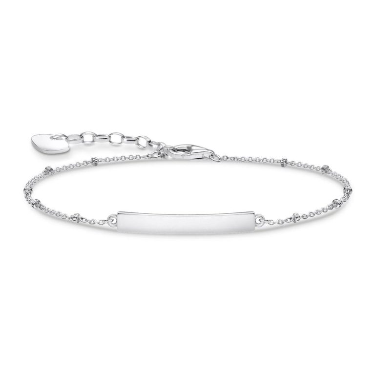 Personalised Birthday Gifts for Her Thomas Sabo Silver Bar Bracelet with Ball Chain