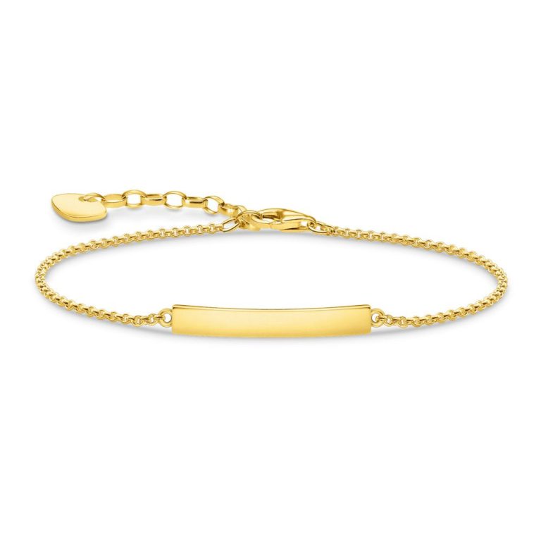 Personalised Birthday Gifts for Her Yellow Gold Thomas Sabo Engravable Bar Bracelet
