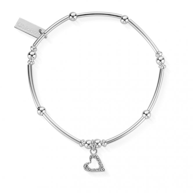 chlobo silver mini noodle ball patterned heart bracelet p11894 29191 medium