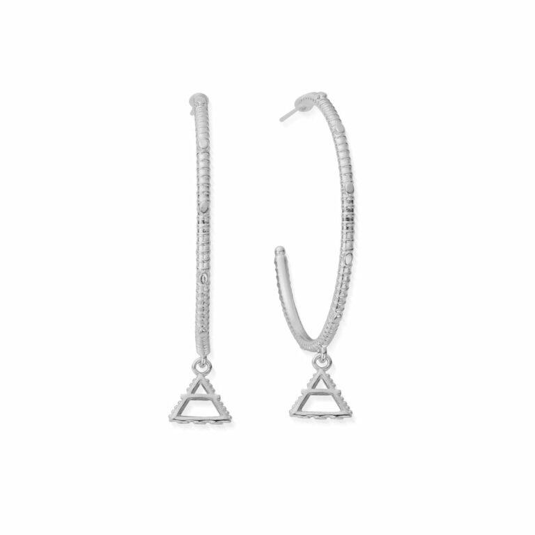The Sacred Earth Collection's Large Silver Hoops with 'Air' Triangular Charm