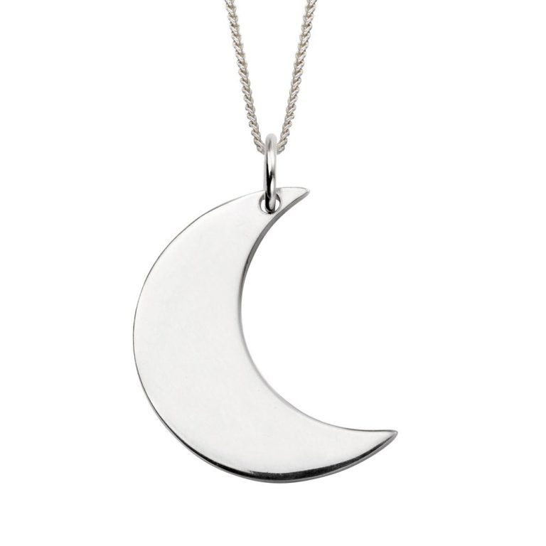 Personalised Birthday Gifts for Her Silver Moon Pendant