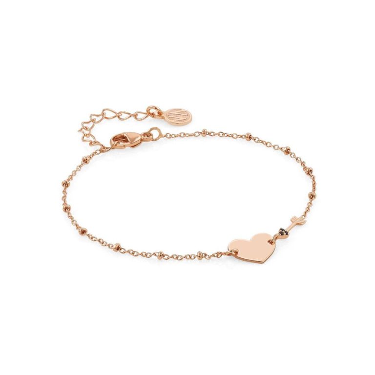 Personalised Birthday Gifts for Her Nomination Rose Gold Bobble Chain Heart Charm Bracelet