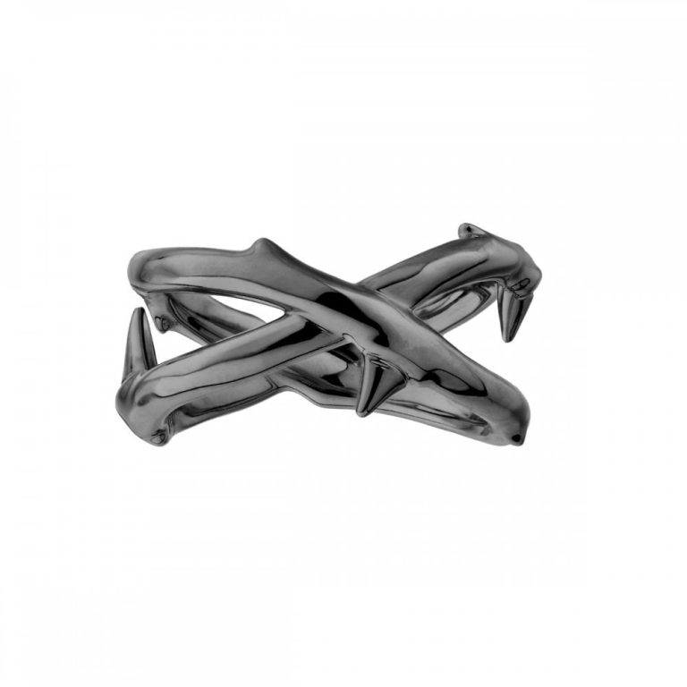 shaun leane sterling silver black rhodium rose thorn wide band ring p16321 36969 image