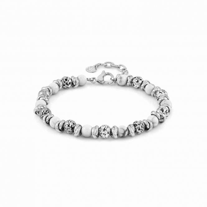 nomination instinct vulano antiqued stainless steel rings white howlite stones lava bracelet p20285 57224 medium