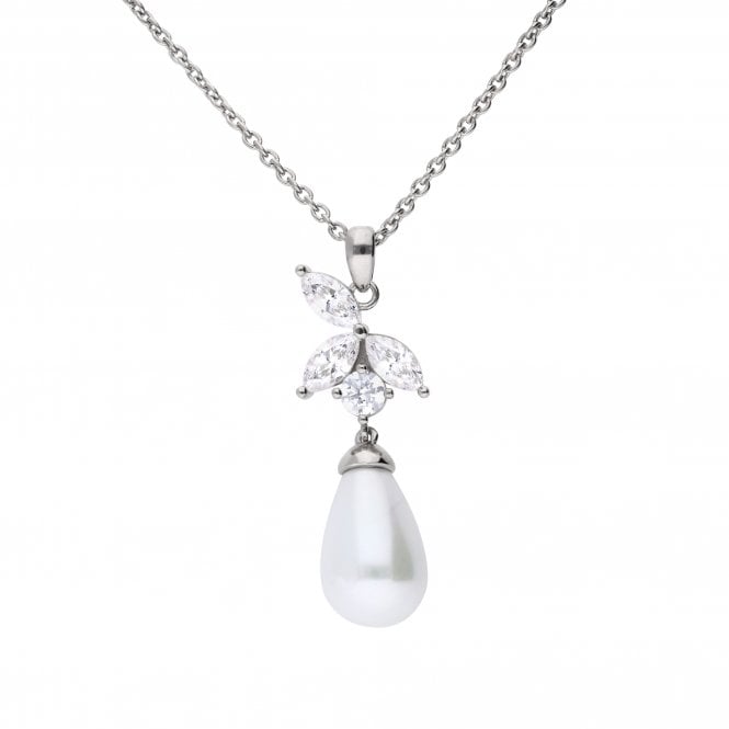 diamonfire silver with pearls white zirconia marquise pendant necklace p20980 58781 medium