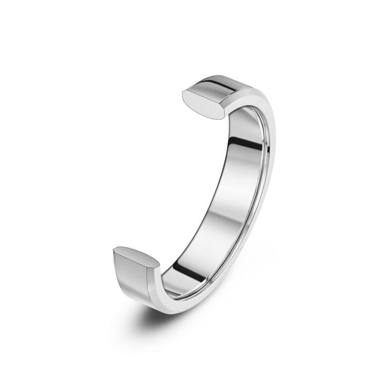 Image shows a bevelled edge wedding ring