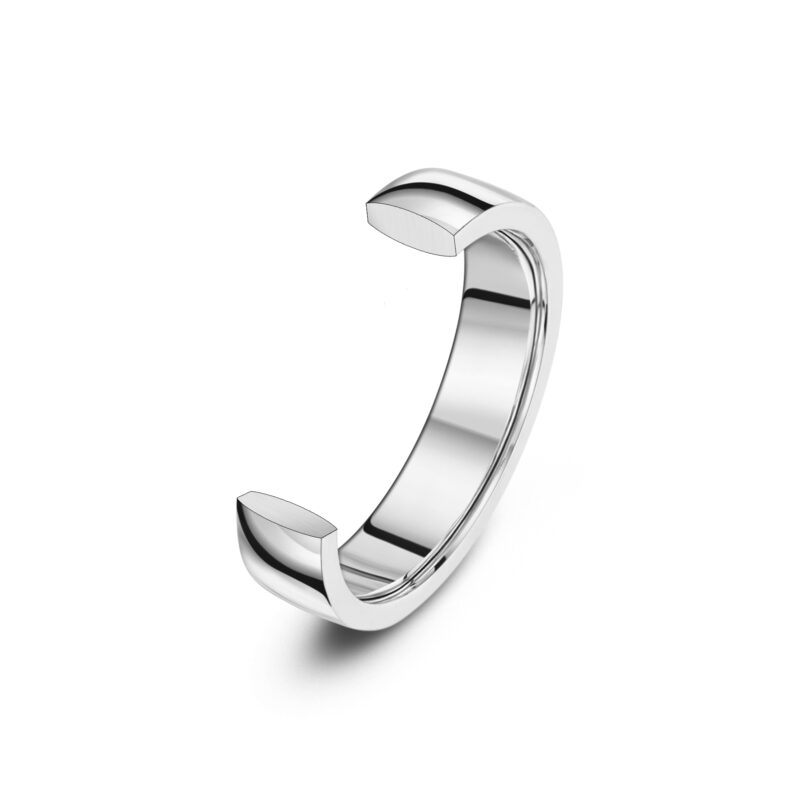 Image shows a cushion cut wedding ring