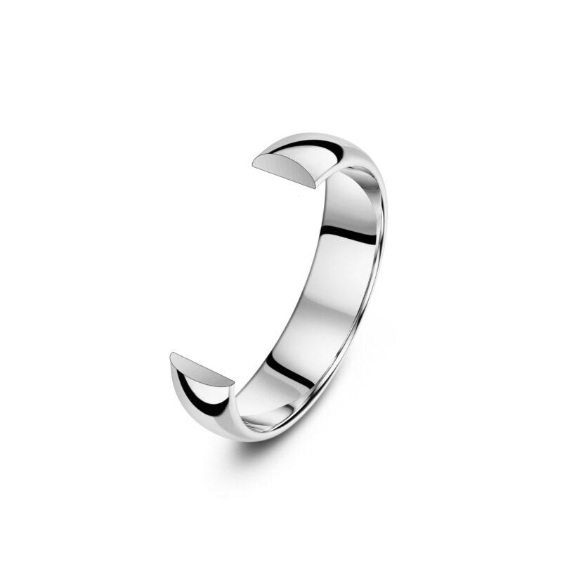 Image shows a d-shaped wedding ring
