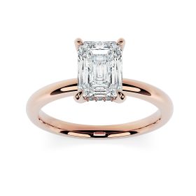 Charlotte Hidden Halo 18ct Rose Gold Engagement Ring Emerald