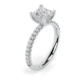 Charlotte Scallop 18ct White Gold Engagement Ring Princess Cut