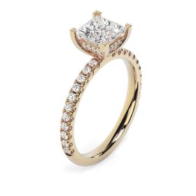 Charlotte Scallop 18ct Yellow Gold Engagement Ring Princess Cut
