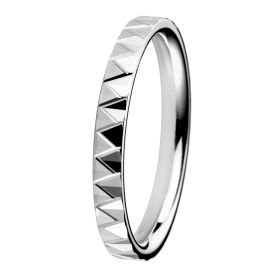 Martha 18ct White Gold 3mm Textured Flat Court Wedding Ring