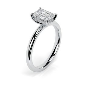 Charlotte Hidden Halo Platinum Engagement Ring Emerald