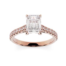 Florence Scallop 18ct Rose Gold Engagement Ring Emerald