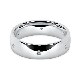 Men's Platinum 6mm Diamond Set Court Wedding Ring