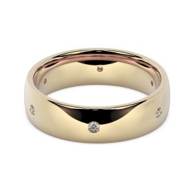 18ct Yellow Gold 6mm Diamond Set Court Wedding Ring