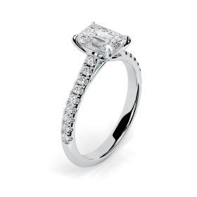 Florence Scallop 18ct White Gold Engagement Ring Emerald