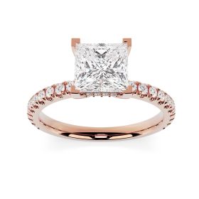 Charlotte Scallop 18ct Rose Gold Engagement Ring Princess Cut
