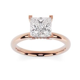 Charlotte Hidden Halo 18ct Rose Gold Engagement Ring Princess Cut