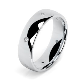 Men's Platinum 6mm Diamond Set Court Wedding Ring