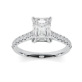Kiera Scallop Platinum Engagement Ring Emerald