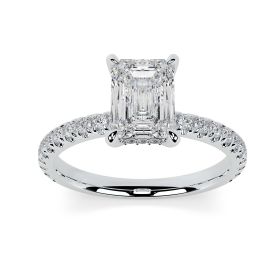 Charlotte Scallop Platinum Engagement Ring Emerald