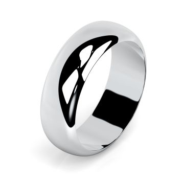 Side view of Platinum 7mm D-Shaped Wedding Ring