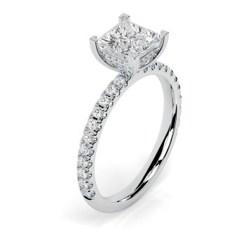 Charlotte Scallop 18ct White Gold Engagement Ring Princess Cut