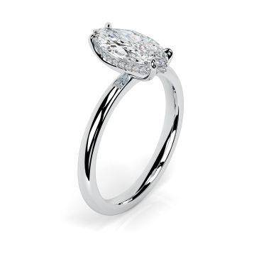 Charlotte Hidden Halo Platinum Engagement Ring Marquise