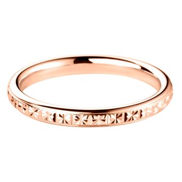 Top view of Rosalynn 18ct Rose Gold 2.5mm Textured Court Wedding Ring