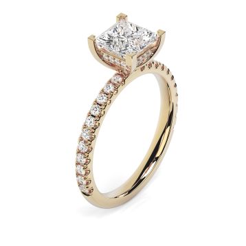 Charlotte Scallop 18ct Yellow Gold Engagement Ring Princess Cut