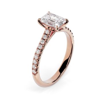 Florence Scallop 18ct Rose Gold Engagement Ring Emerald
