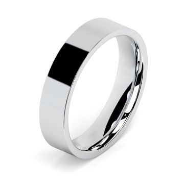 Side view of Men's Platinum 5mm Flat Court Wedding Ring