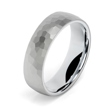 Side view of Heath 18ct White Gold 6mm Textured Court Wedding Ring