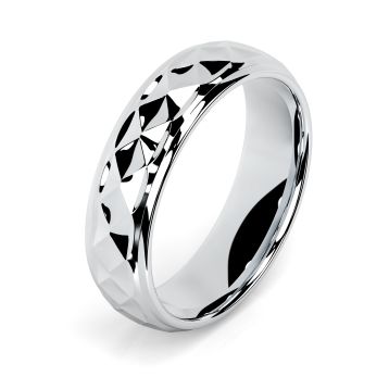 Side view of Macdonald 18ct White Gold 6mm Textured Court Wedding Ring