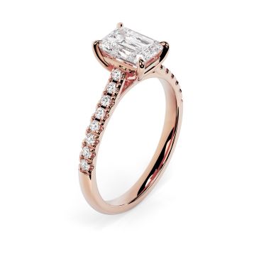 Kiera Scallop 18ct Rose Gold Engagement Ring Emerald