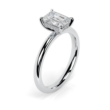 Charlotte Hidden Halo 18ct White Gold Engagement Ring Emerald
