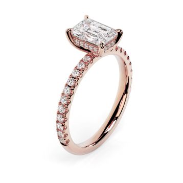 Charlotte Scallop 18ct Rose Gold Engagement Ring Emerald