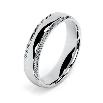 Side view of Temple Platinum 5mm Textured Court Wedding Ring