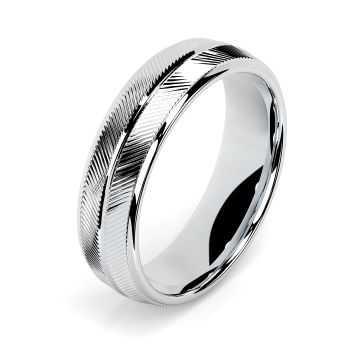 Side view of Wellesley 18ct White Gold 6mm Textured Court Wedding Ring