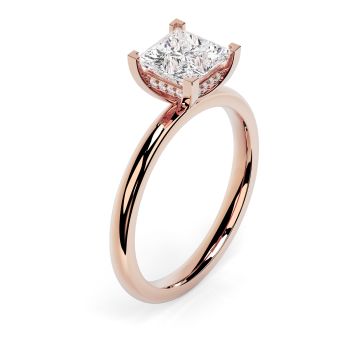Charlotte Hidden Halo 18ct Rose Gold Engagement Ring Princess Cut