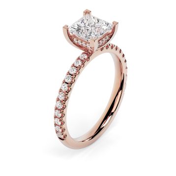 Charlotte Scallop 18ct Rose Gold Engagement Ring Princess Cut