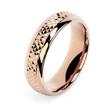 Side view of Cavendish 18ct Rose Gold 6mm Textured Court Wedding Ring