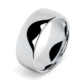 Side view of Men's Platinum 8mm Court Wedding Ring